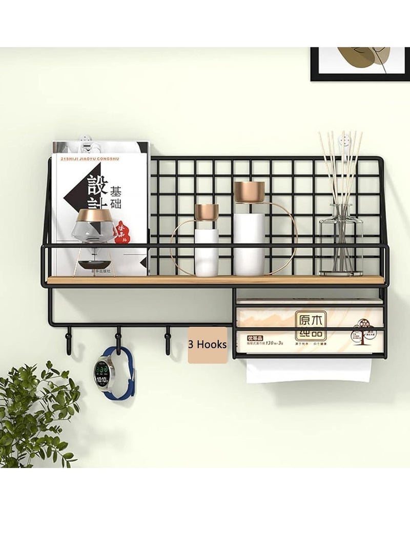 Beauenty Metal and Wood Wall Mounted Storage Shelves, Black - Image 4